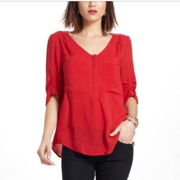 Anthropologie Maeve Charleston Henley Blouse - Picture 1 of 4